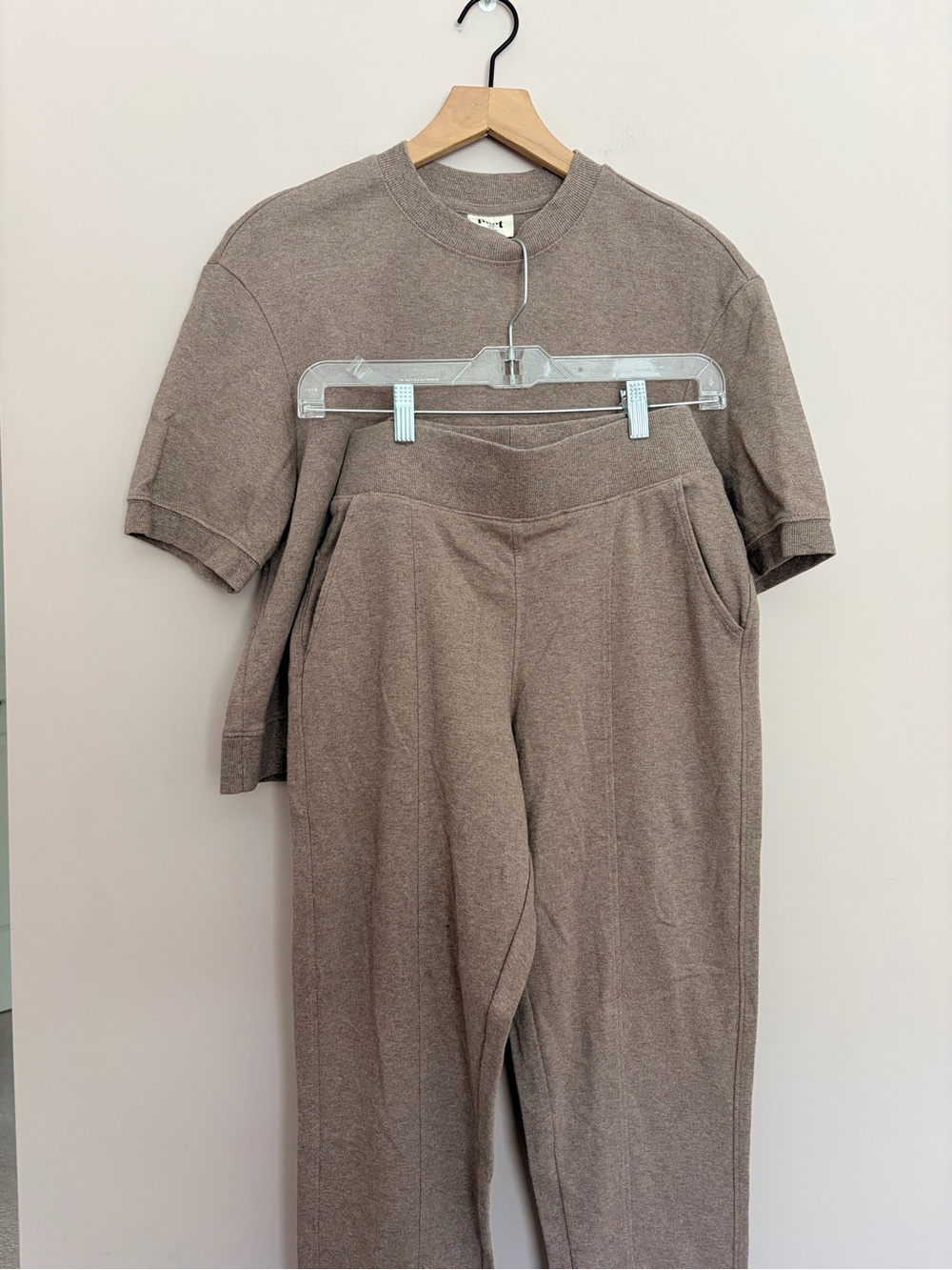 Pact Sweatshirt Tee + Airplane Tapered Leg Pants Set Taupe XS